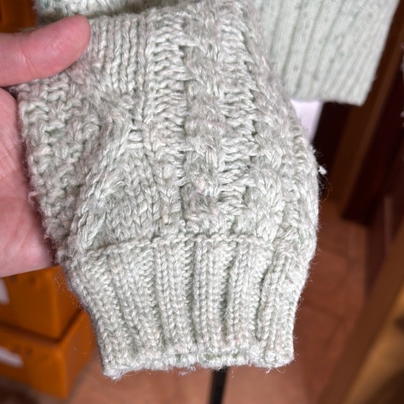 Vintage Liz Sport Cable Knit Button-Up Cropped Sweater Mint Green Size Small - Picture 8 of 10